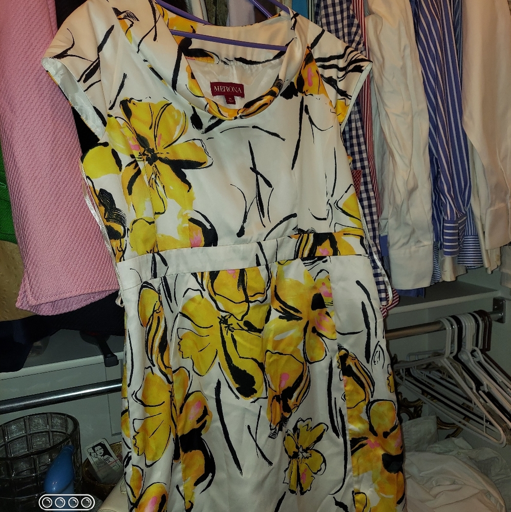From Merona Yellow Black & White Dress Size 14